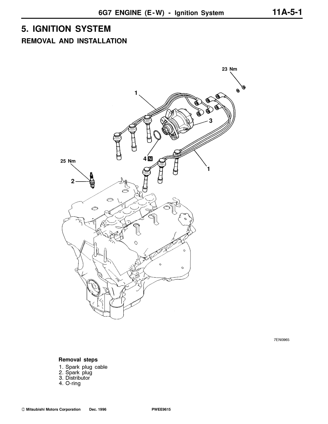 Mitsubishi 6G7 specifications Ignition System, 11A-5-1 