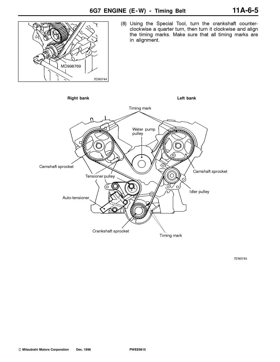 Mitsubishi 6G7 specifications 11A-6-5, Right bank Left bank 