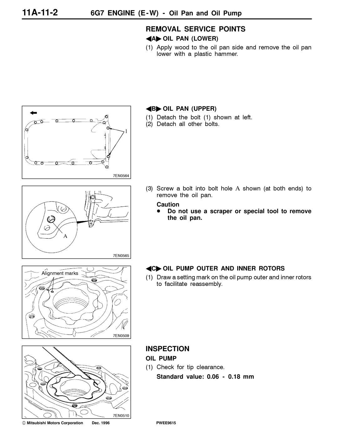 Mitsubishi 6G7 specifications AA OIL PAN Lower, AB OIL PAN Upper, AC OIL Pump Outer and Inner Rotors 