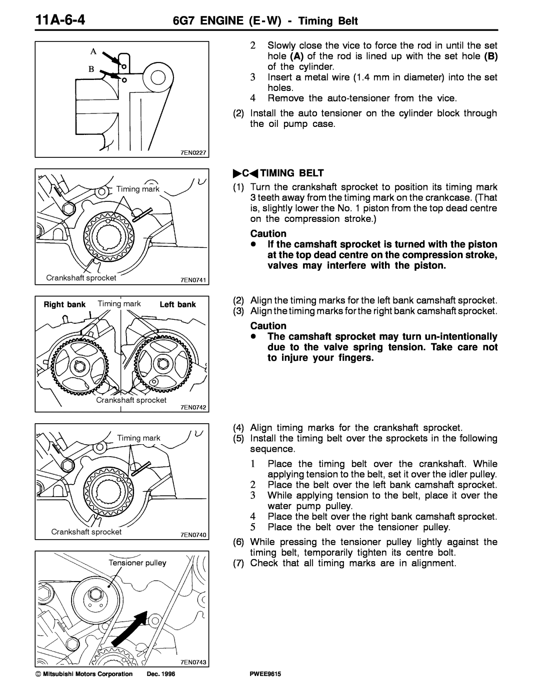 Mitsubishi specifications 11A-6-4, Ca Timing Belt, 6G7 ENGINE E - W - Timing Belt 