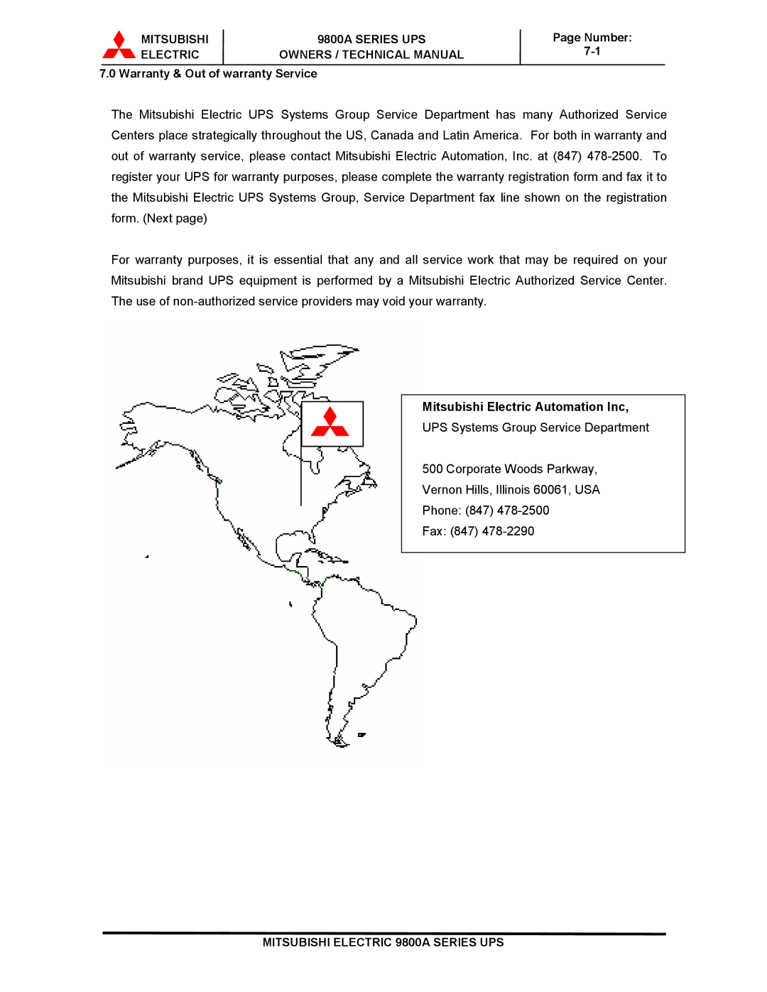 Mitsubishi 9800A Series technical manual Mitsubishi Electric Automation Inc 