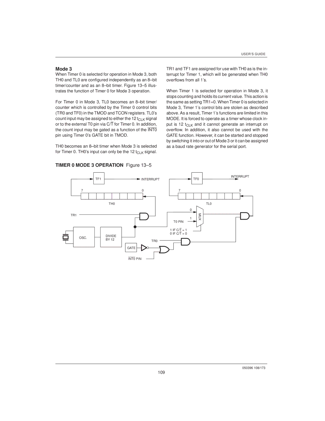 Mitsubishi DS5000TK, DS907x SIP manual Timer 0 Mode 3 Operation ±5, 109 