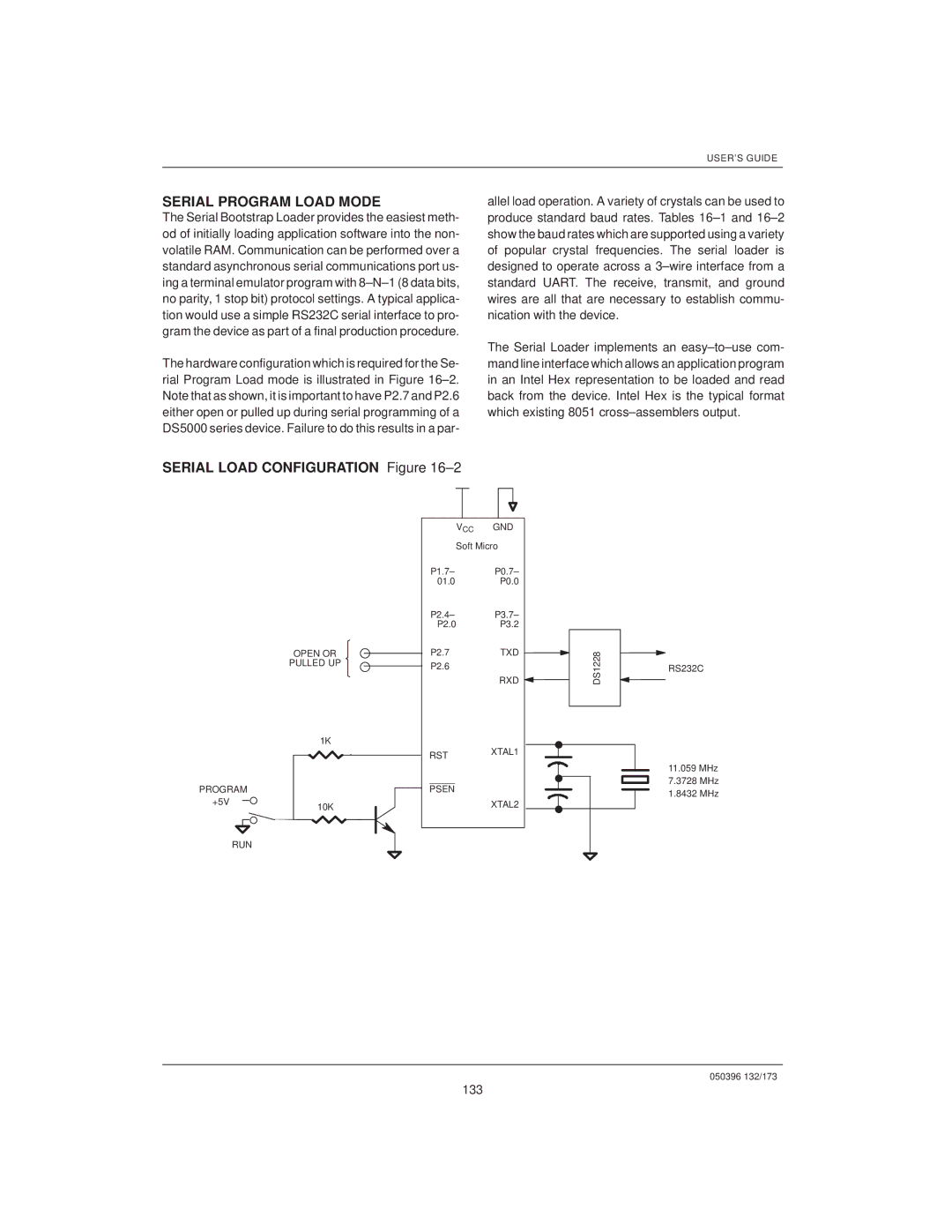 Mitsubishi DS5000TK, DS907x SIP manual Serial Program Load Mode, Serial Load Configuration ±2, 133 