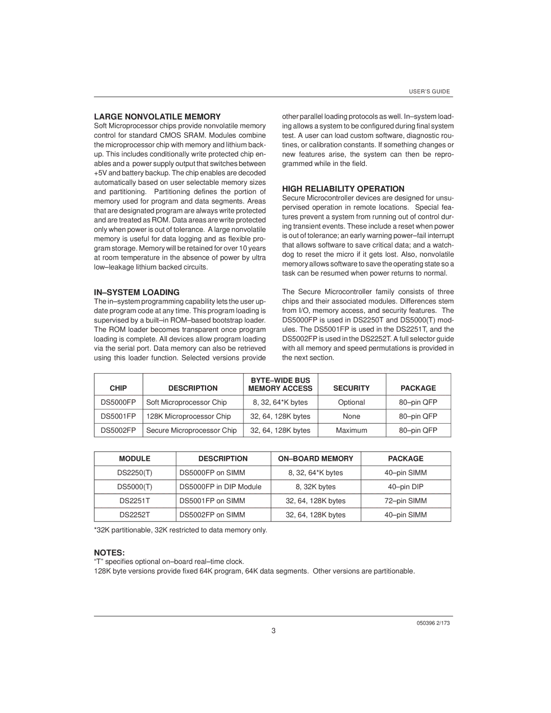 Mitsubishi DS5000TK, DS907x SIP manual Large Nonvolatile Memory, IN±SYSTEM Loading, High Reliability Operation 