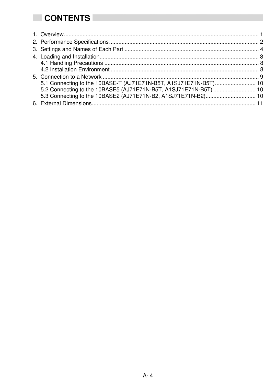 Mitsubishi E71N-U-HW, A1SJ71E71N-B5T, AJ71E71N-B2, A1SJ71E71N-B2, AJ71E71N-B5T user manual Contents 