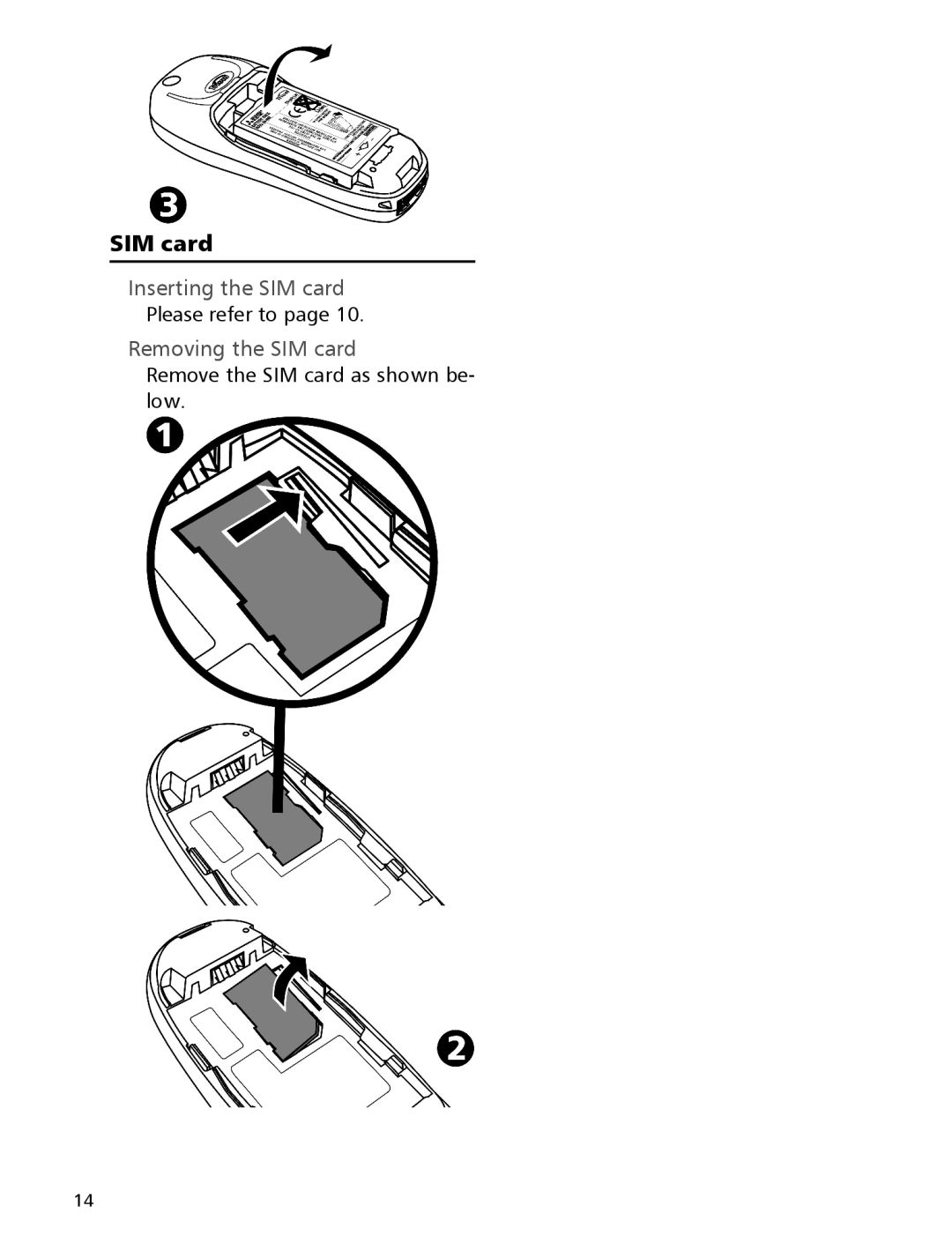 Mitsubishi Electronics 110 manual Please refer to, Removing the SIM card, Remove the SIM card as shown be- low 