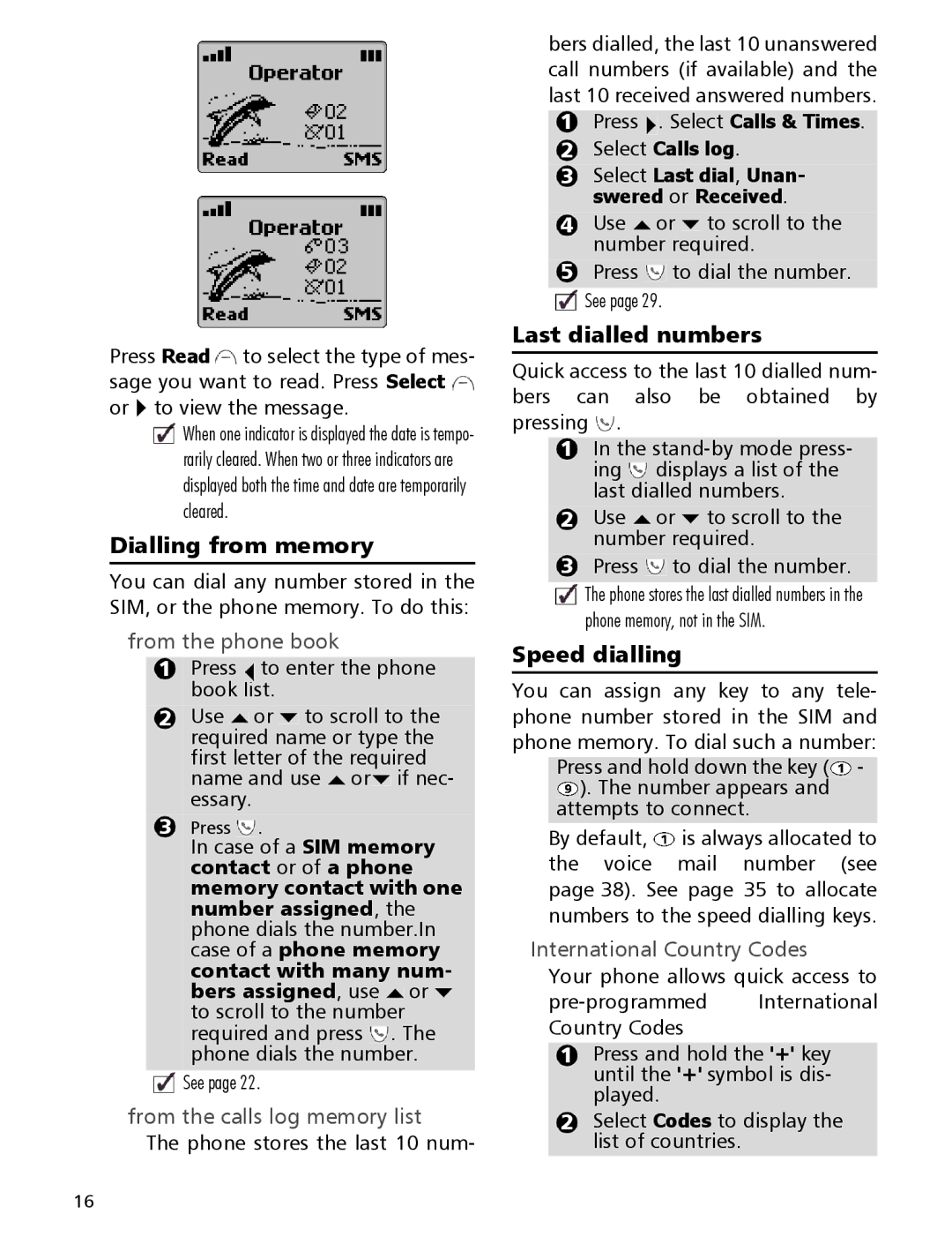 Mitsubishi Electronics 110 manual Dialling from memory, Last dialled numbers, Speed dialling 