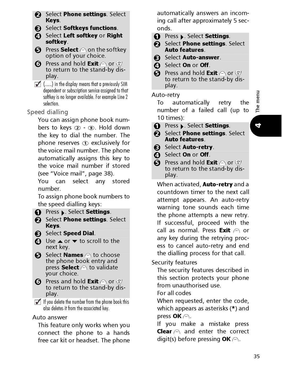 Mitsubishi Electronics 110 manual Speed dialling, Auto answer 