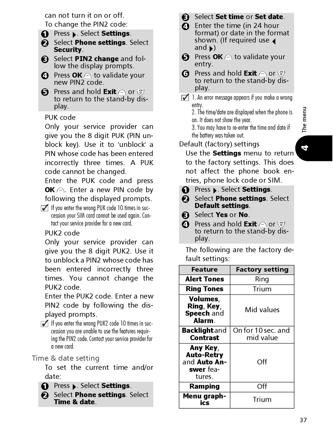 Mitsubishi Electronics 110 manual Time & date setting, Fault settings, Tures 