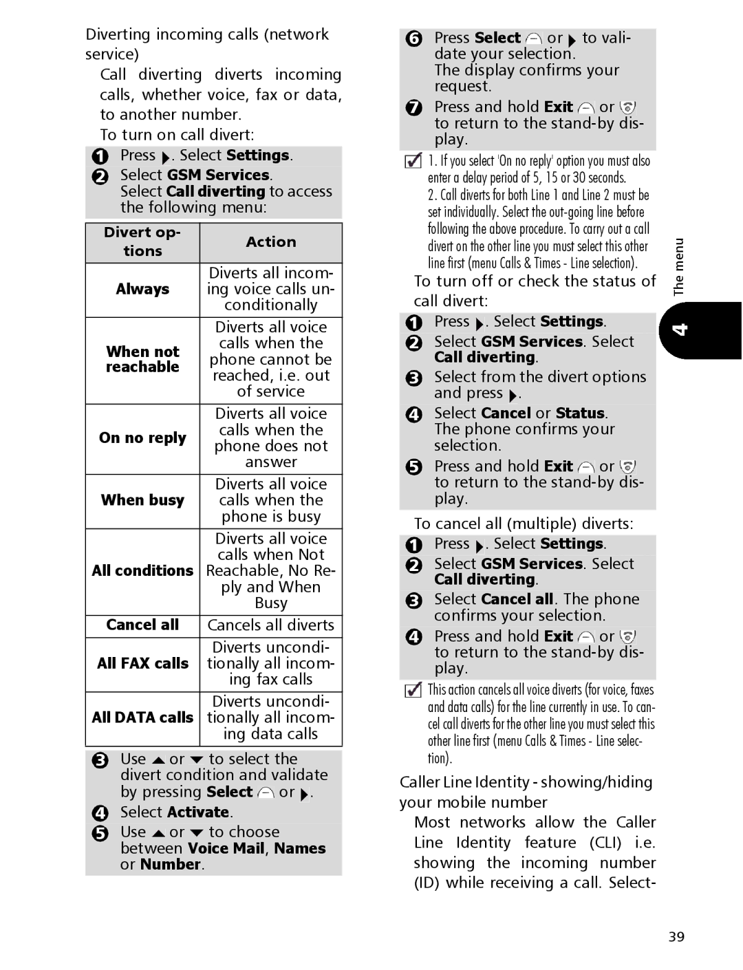 Mitsubishi Electronics 110 manual Select from the divert options and press 