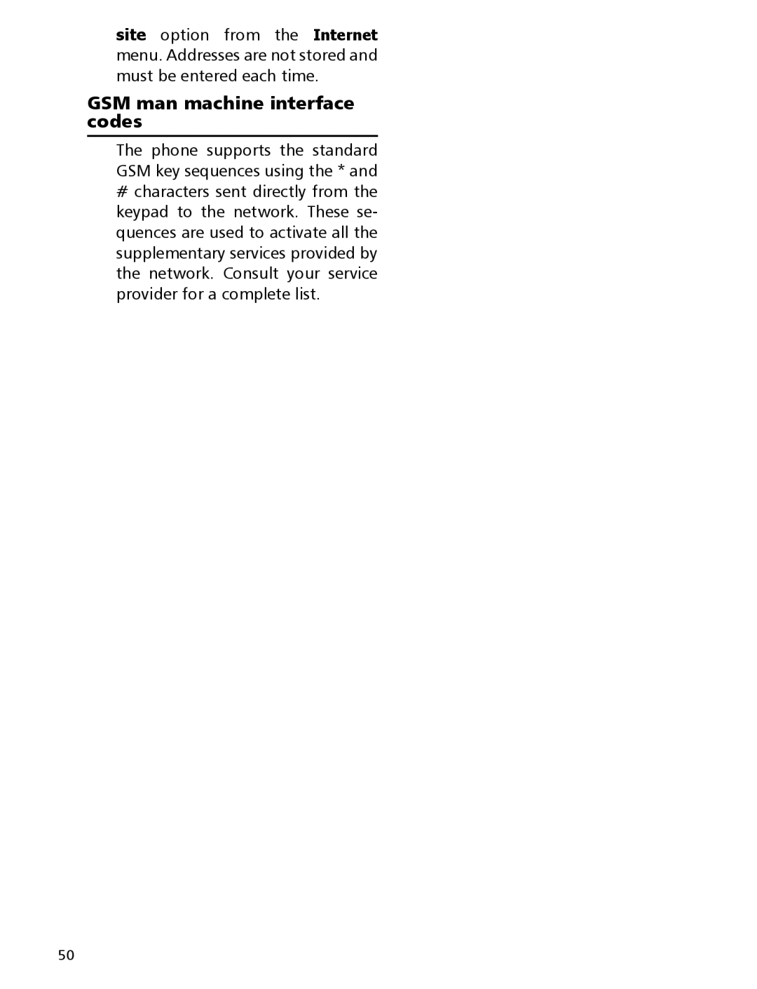 Mitsubishi Electronics 110 manual GSM man machine interface codes 