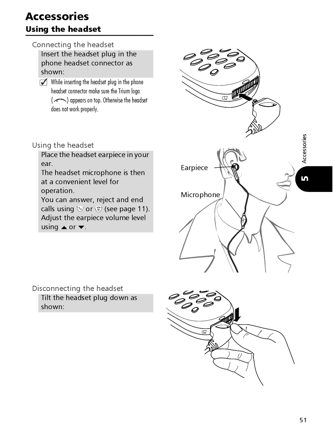 Mitsubishi Electronics 110 manual Using the headset, Connecting the headset, Disconnecting the headset 