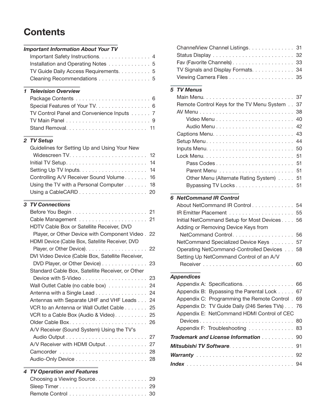 Mitsubishi Electronics 246 Series, 148 Series manual Contents 