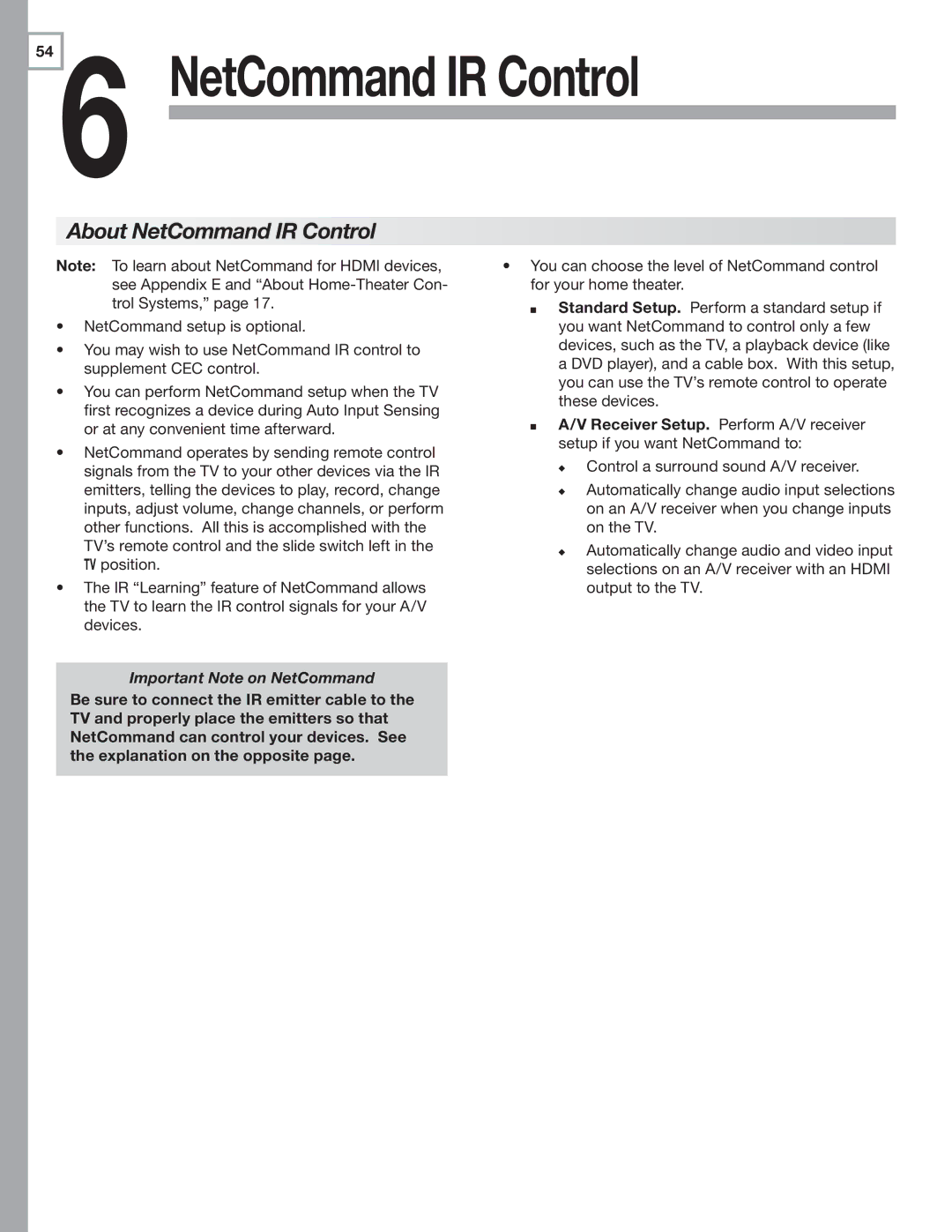 Mitsubishi Electronics 148 Series, 246 Series manual About NetCommand IR Control, Important Note on NetCommand 