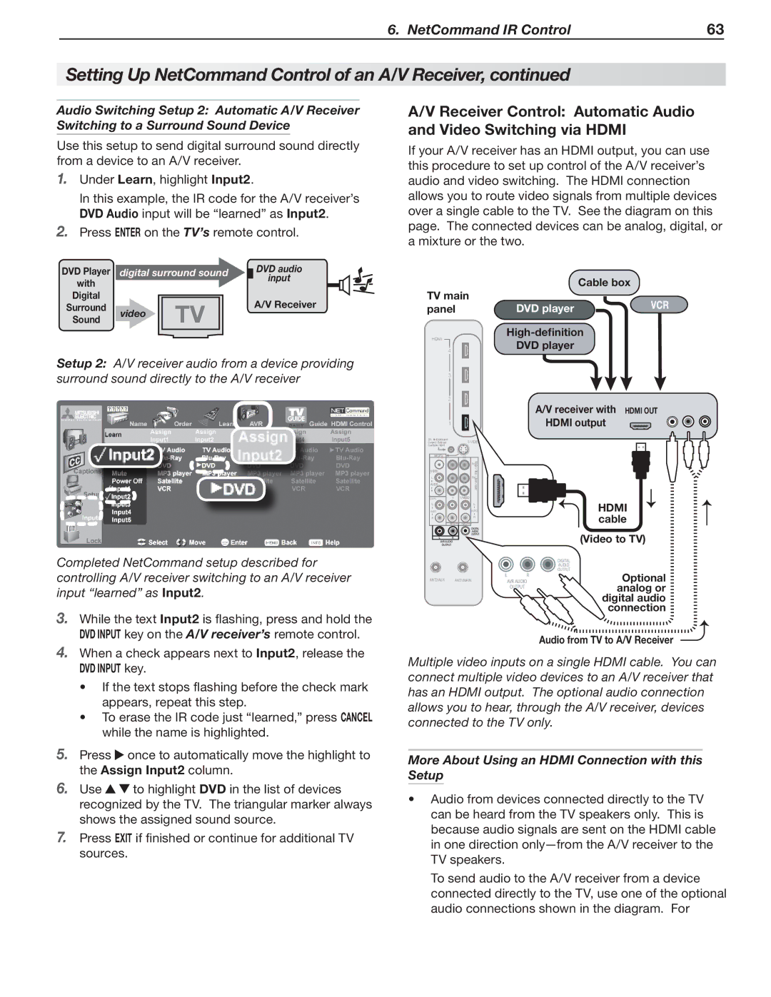 Mitsubishi Electronics 246 Series, 148 Series manual More About Using an Hdmi Connection with this Setup, Vcr 