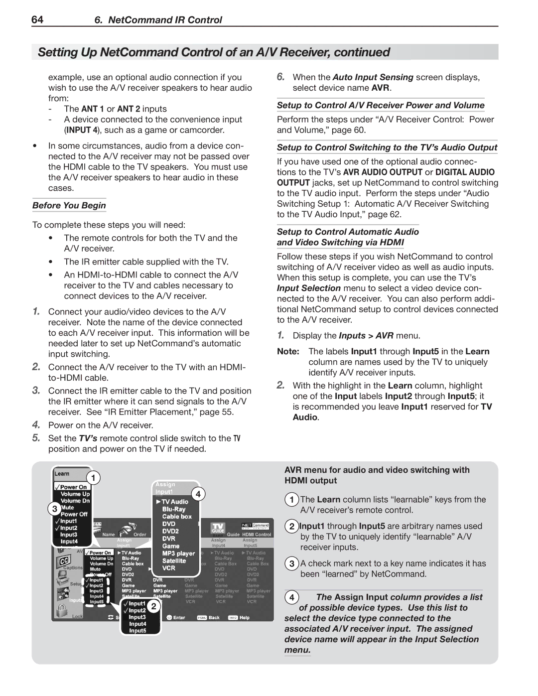 Mitsubishi Electronics 148 Series, 246 Series manual Setup to Control Switching to the TV’s Audio Output 