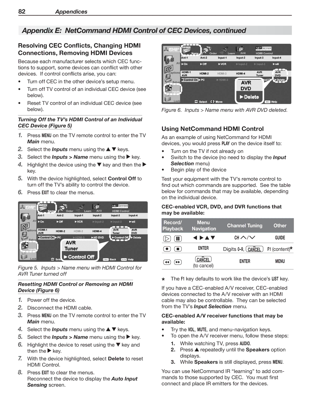 Mitsubishi Electronics 148 Series Using NetCommand Hdmi Control, Resetting Hdmi Control or Removing an Hdmi Device Figure 