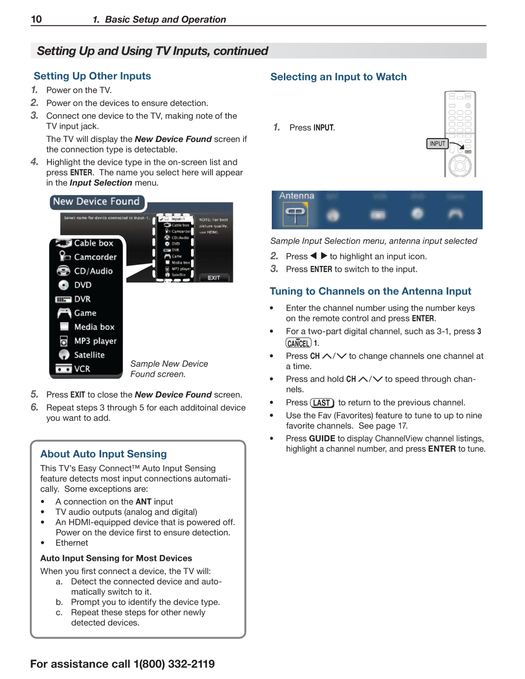 Mitsubishi Electronics 164 Series manual Setting Up Other Inputs Selecting an Input to Watch, Input Selection menu 