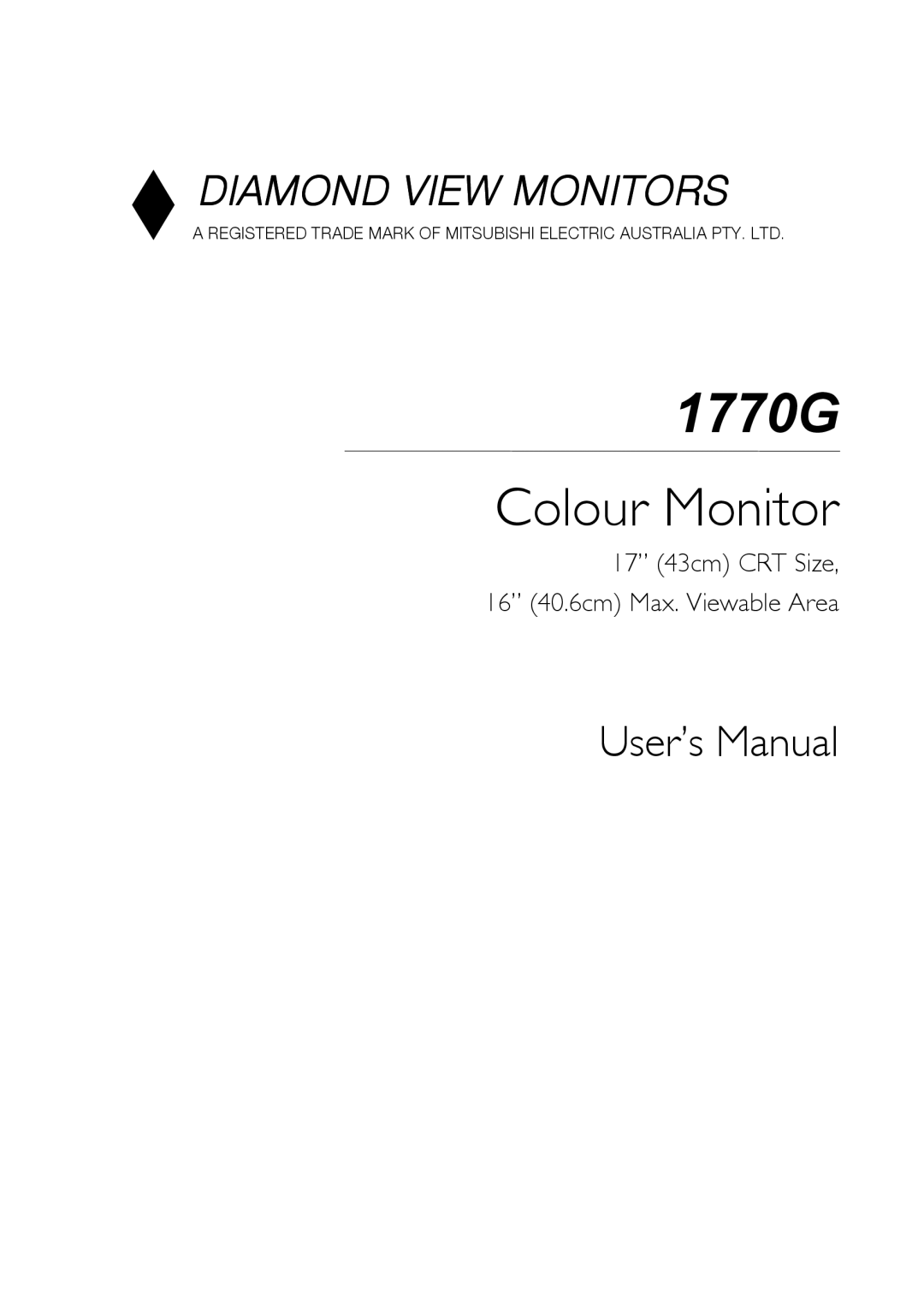 Mitsubishi Electronics 1770G user manual 