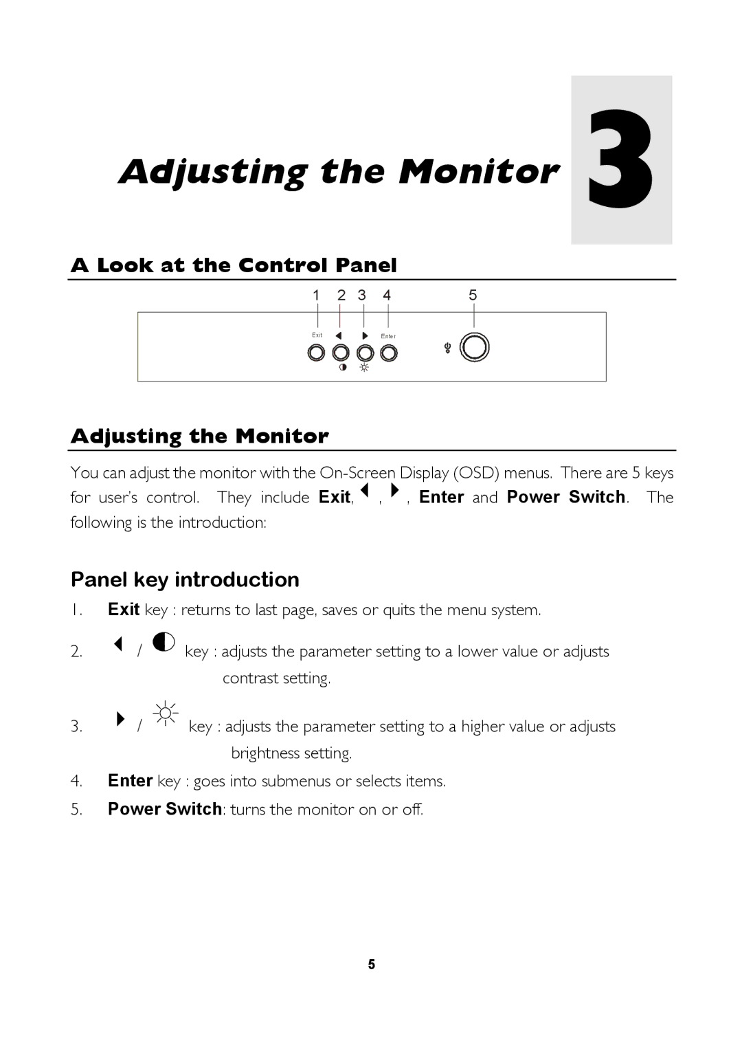 Mitsubishi Electronics 1770G user manual Adjusting the Monitor, Look at the Control Panel, Panel key introduction 