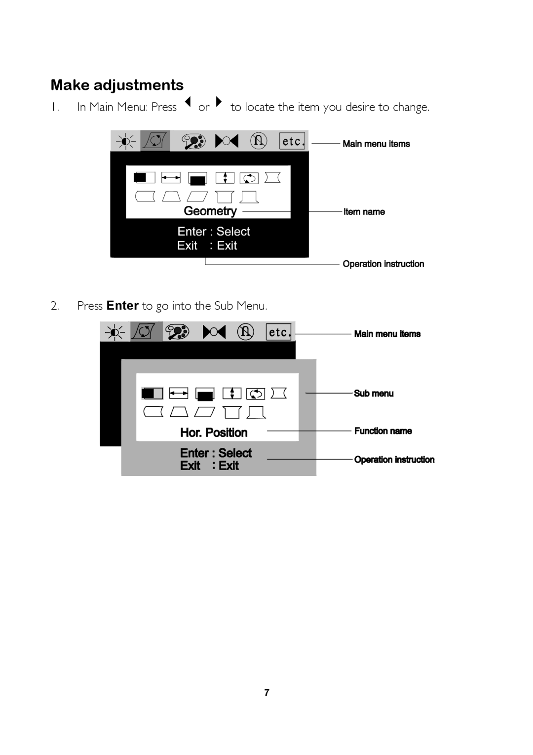 Mitsubishi Electronics 1770G user manual Make adjustments 