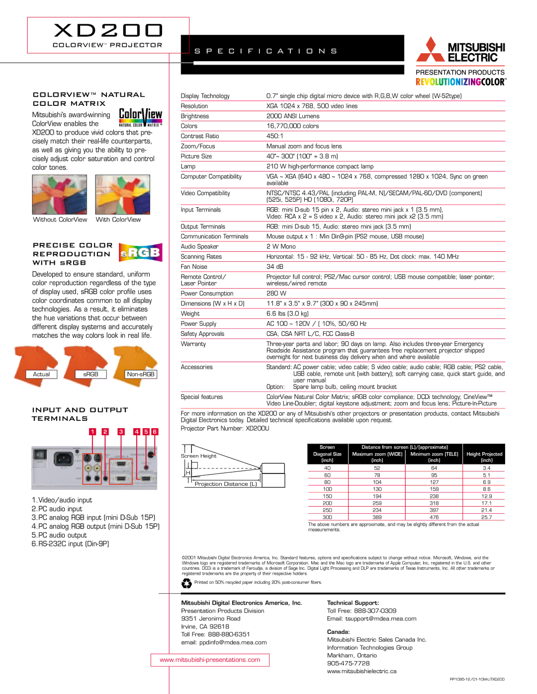 Mitsubishi Electronics 200 warranty Specification S 