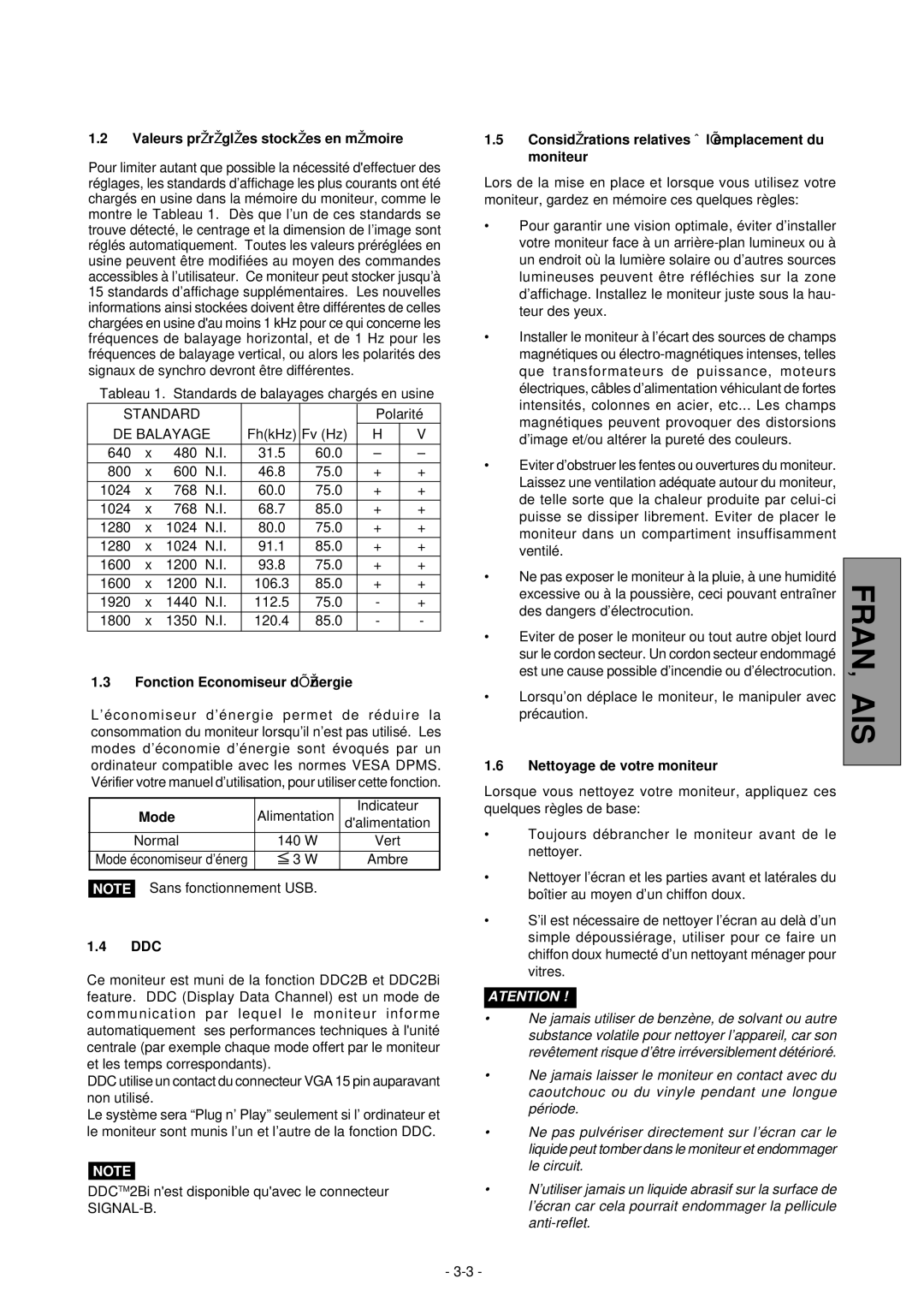 Mitsubishi Electronics 2060U manual Franç AIS 