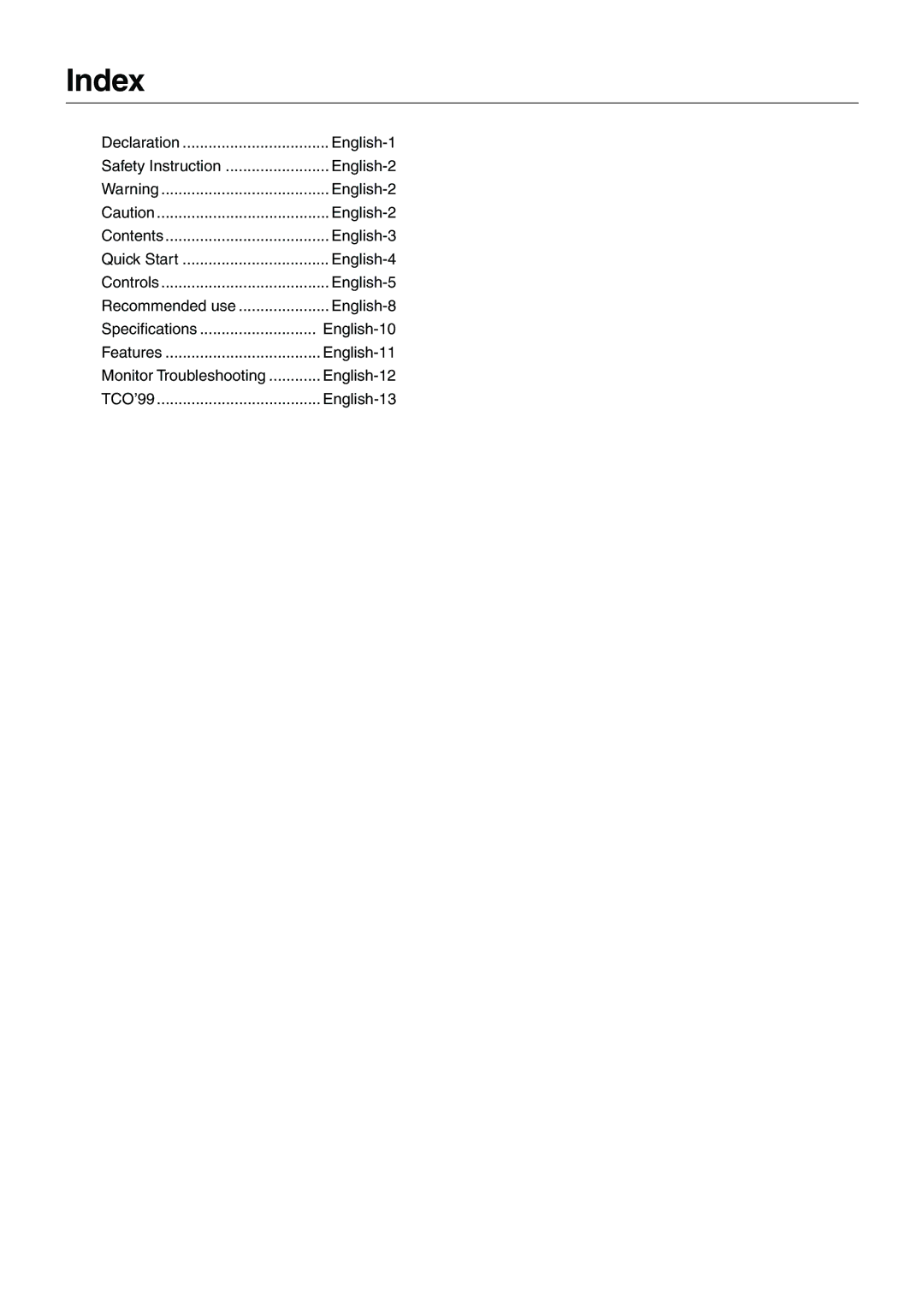 Mitsubishi Electronics 230SB user manual Index 