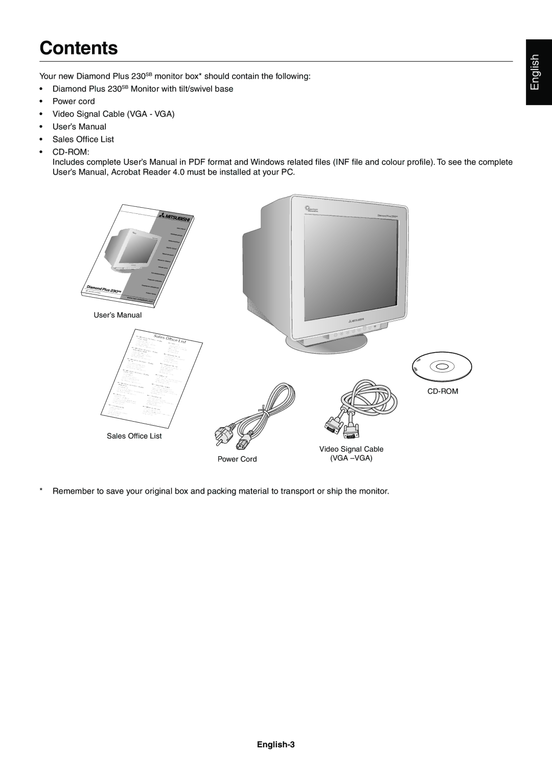 Mitsubishi Electronics 230SB user manual Contents 