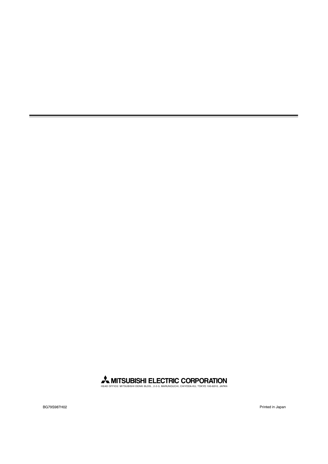 Mitsubishi Electronics 2.5KKC, PLH-2 operation manual BG79S987H02 