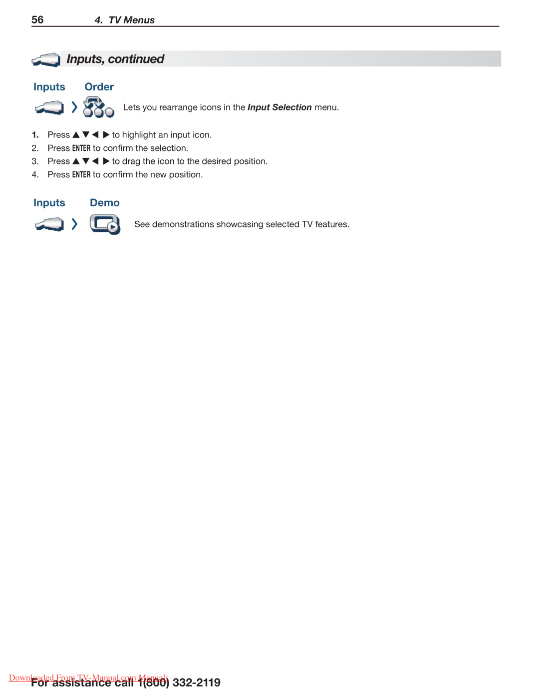 Mitsubishi Electronics 154, 265, 164 manual Inputs Order, Inputs Demo 