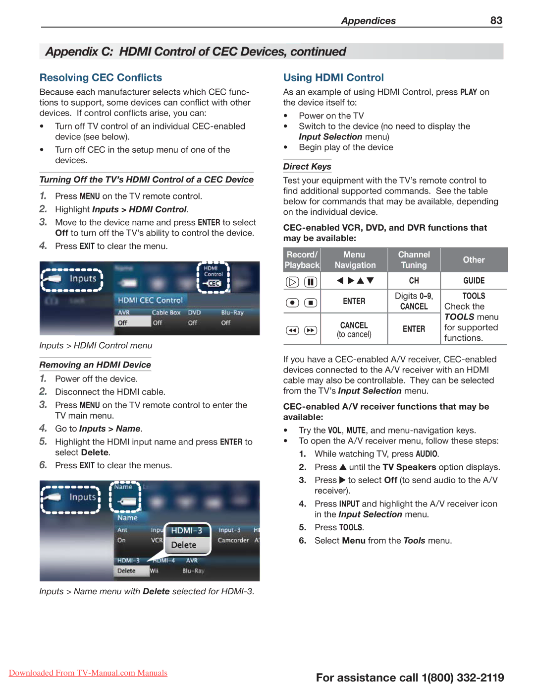 Mitsubishi Electronics 154 Series, 265 Series, 164 Series manual Resolving CEC Conflicts, Using Hdmi Control 