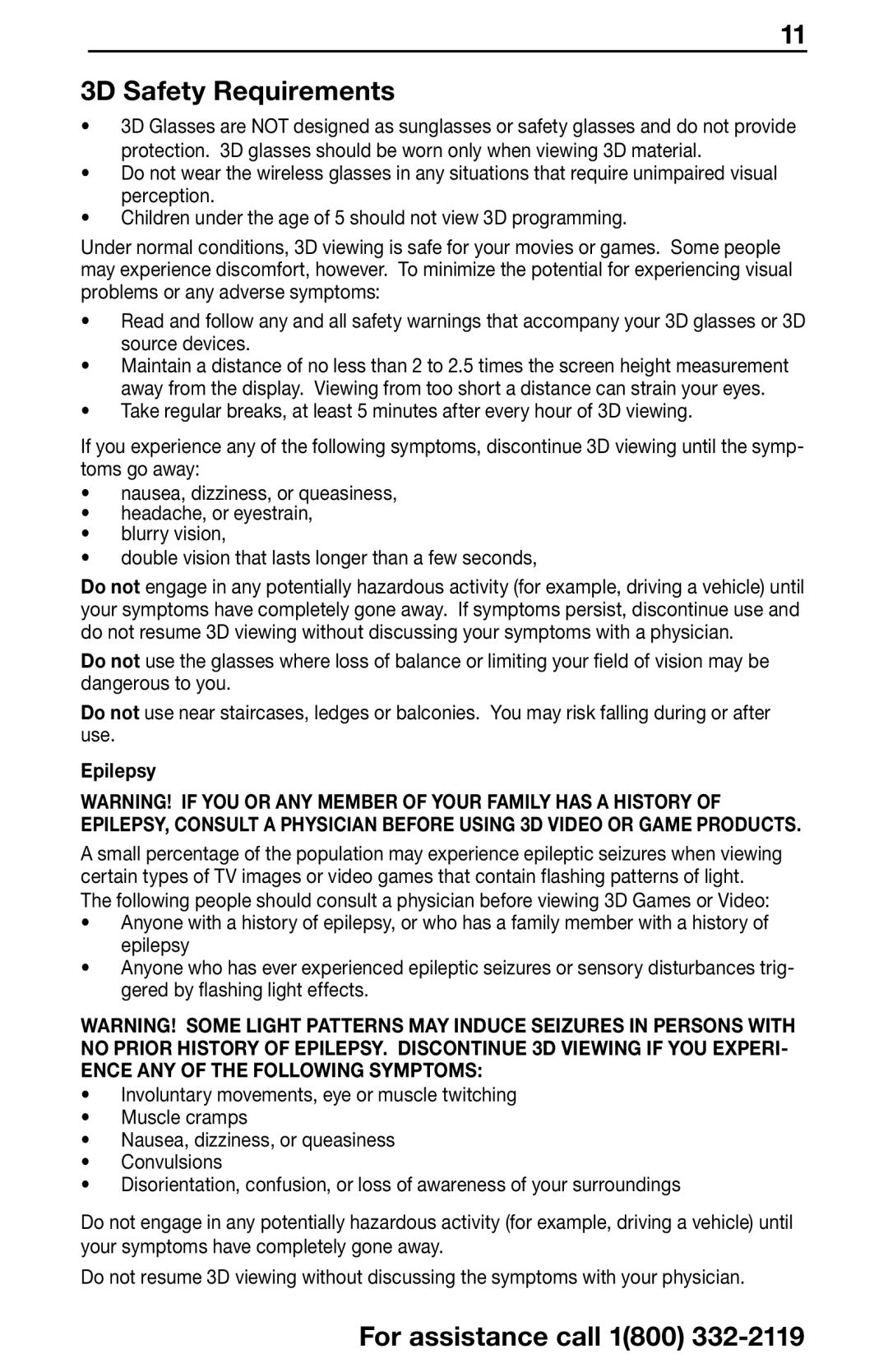 Mitsubishi Electronics 3DC-1000 manual 3D Safety Requirements, Epilepsy 