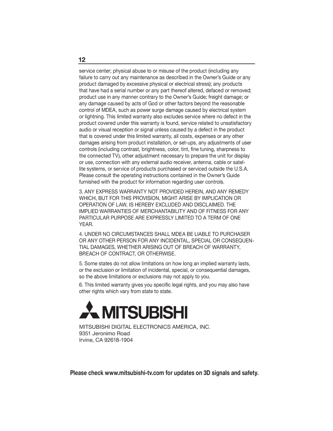 Mitsubishi Electronics 3DC-1000 manual Mitsubishi Digital Electronics AMERICA, INC 