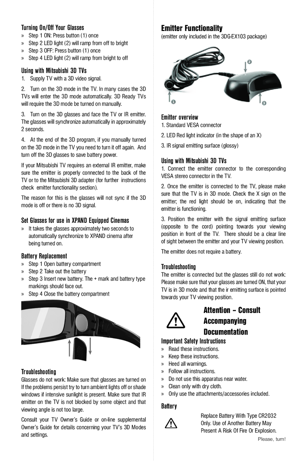 Mitsubishi Electronics 3DGEX103 warranty Emitter Functionality, Accompanying Documentation 