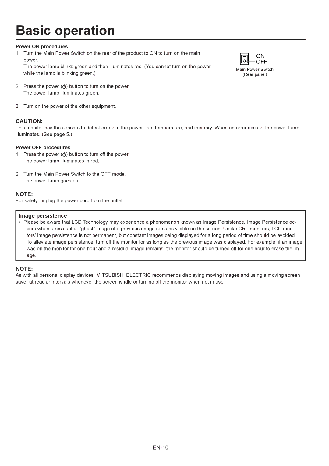 Mitsubishi Electronics 56P-QF60LCU user manual Basic operation, Power on procedures 