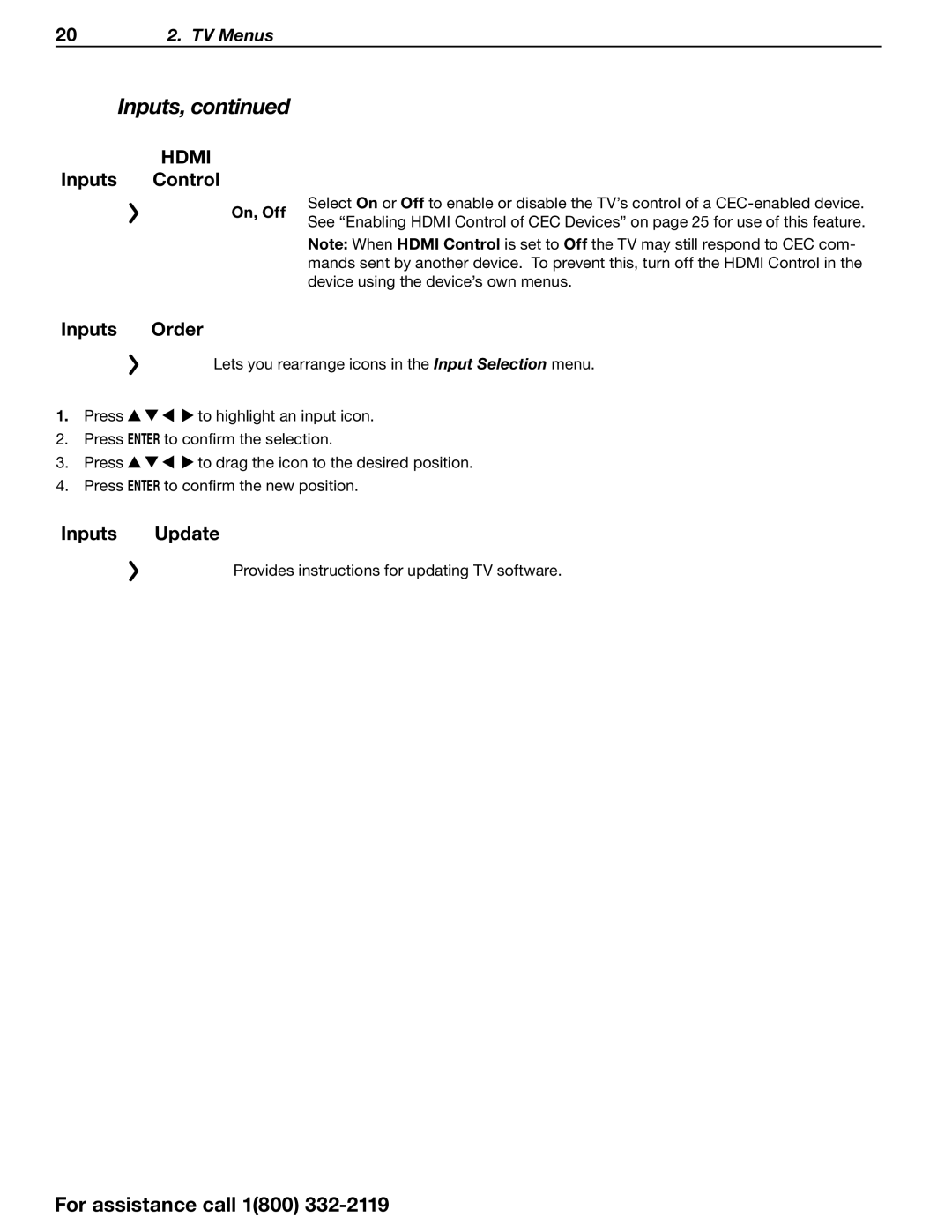 Mitsubishi Electronics 642 Series manual Inputs Control, Inputs Order, Inputs Update 