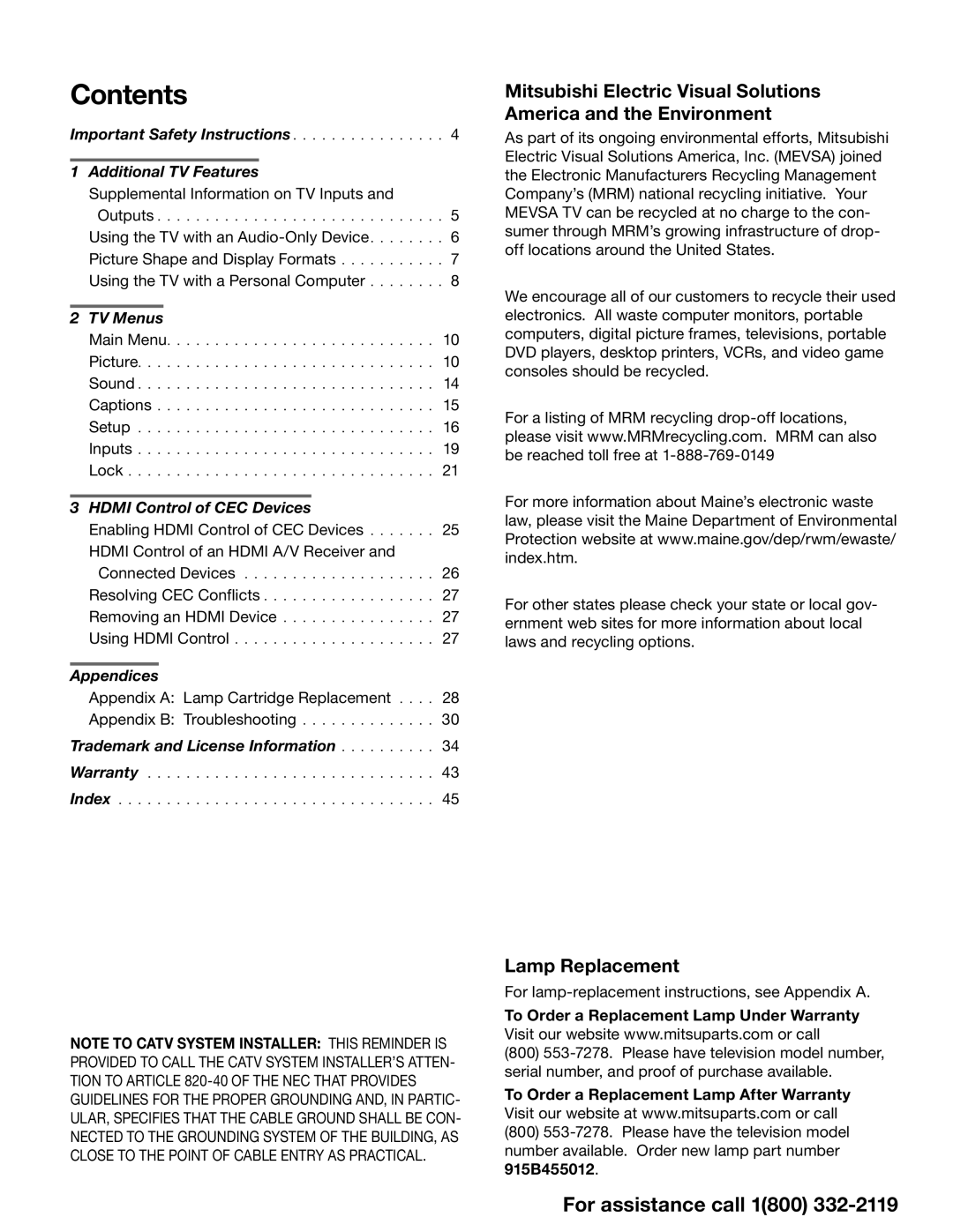 Mitsubishi Electronics 642 Series manual Contents 