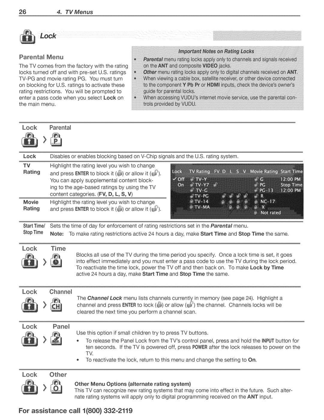 Mitsubishi Electronics 738, 838 manual Parenta Menu, Lock Channem, Look 