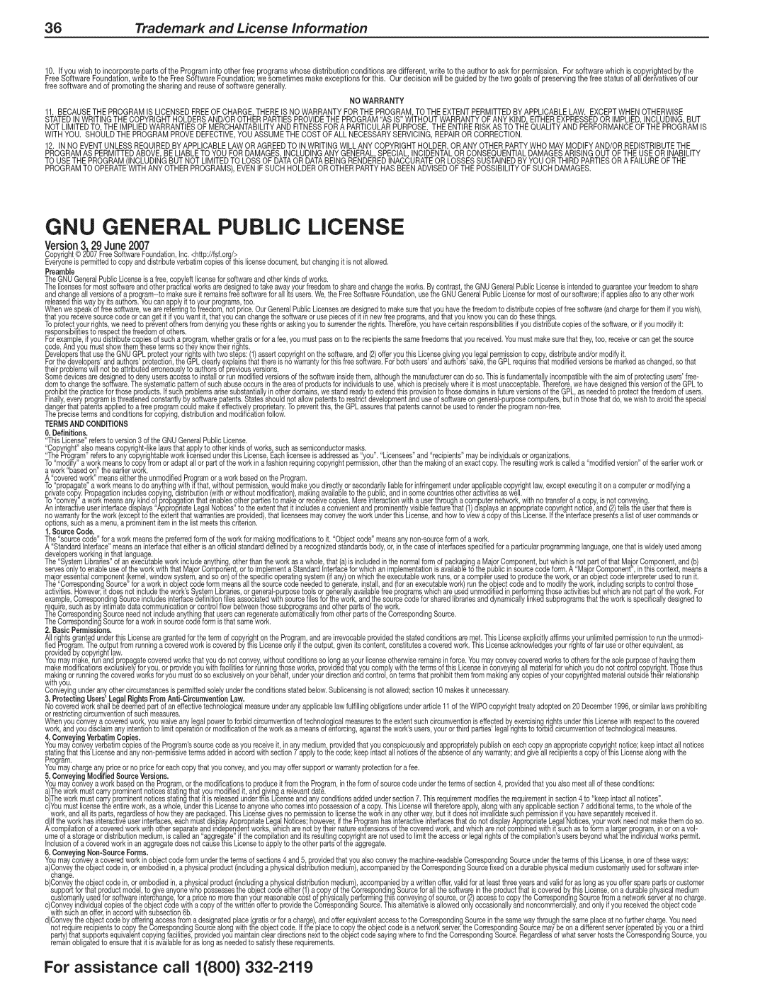 Mitsubishi Electronics 738, 838 manual 36Trademark and License information, Version3, 29June2007 