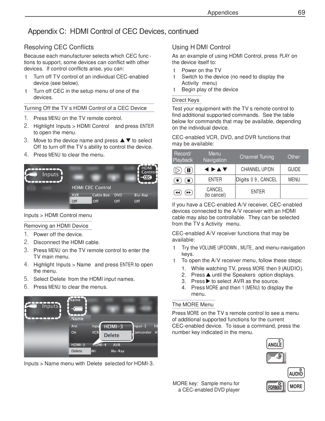 Mitsubishi Electronics 837, 737, C9 manual Resolving CEC Conflicts, Using Hdmi Control 