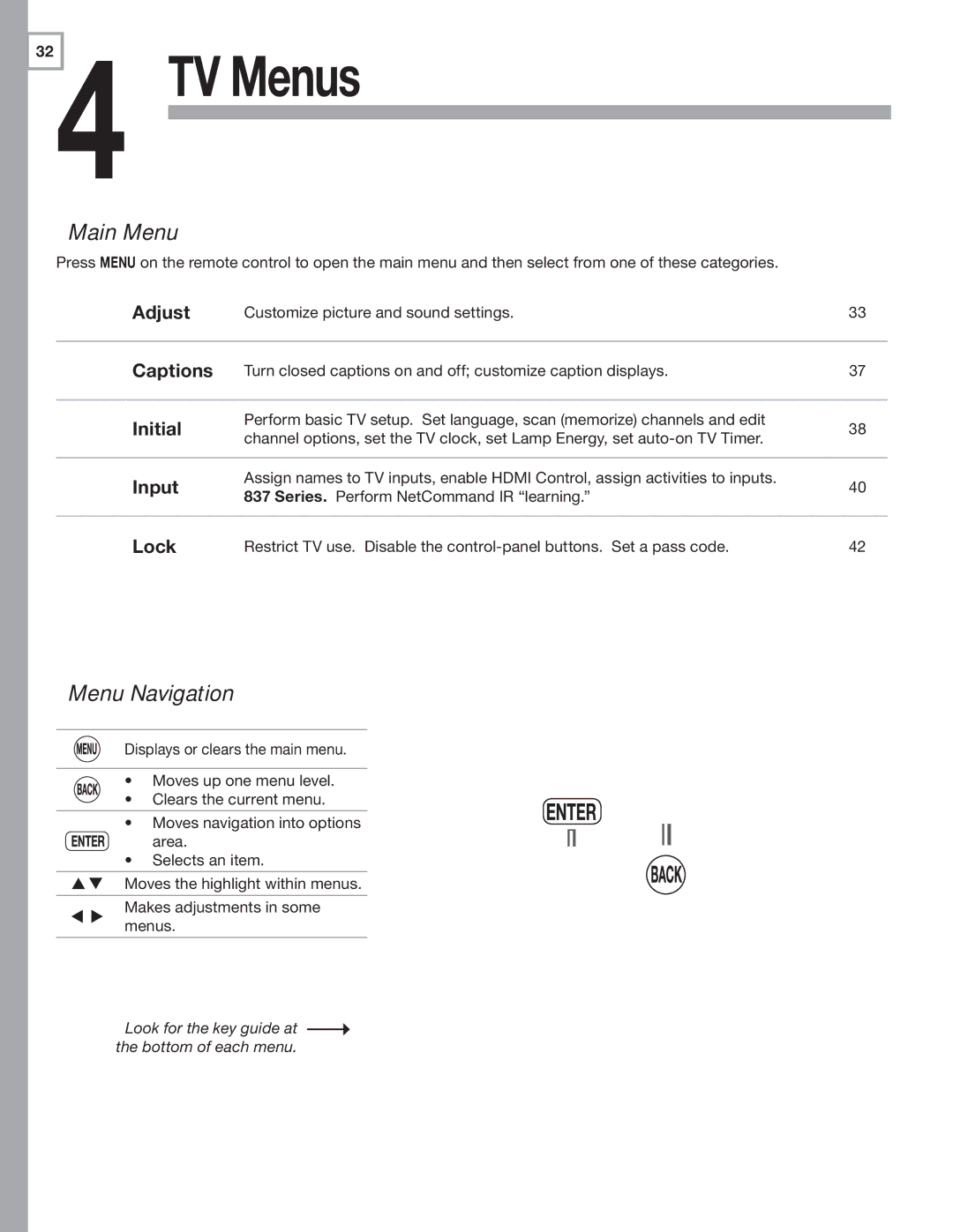 Mitsubishi Electronics 837 SERIES, 737 SERIES manual Main Menu, Menu Navigation 