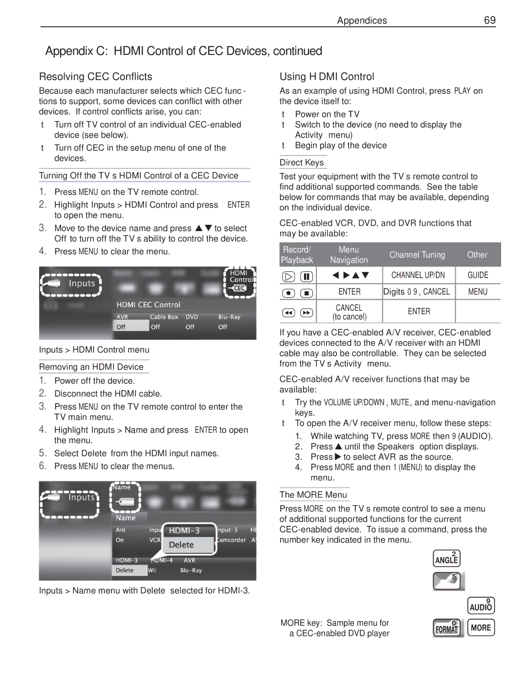 Mitsubishi Electronics 737 SERIES, 837 SERIES manual Resolving CEC Conflicts, Using Hdmi Control 