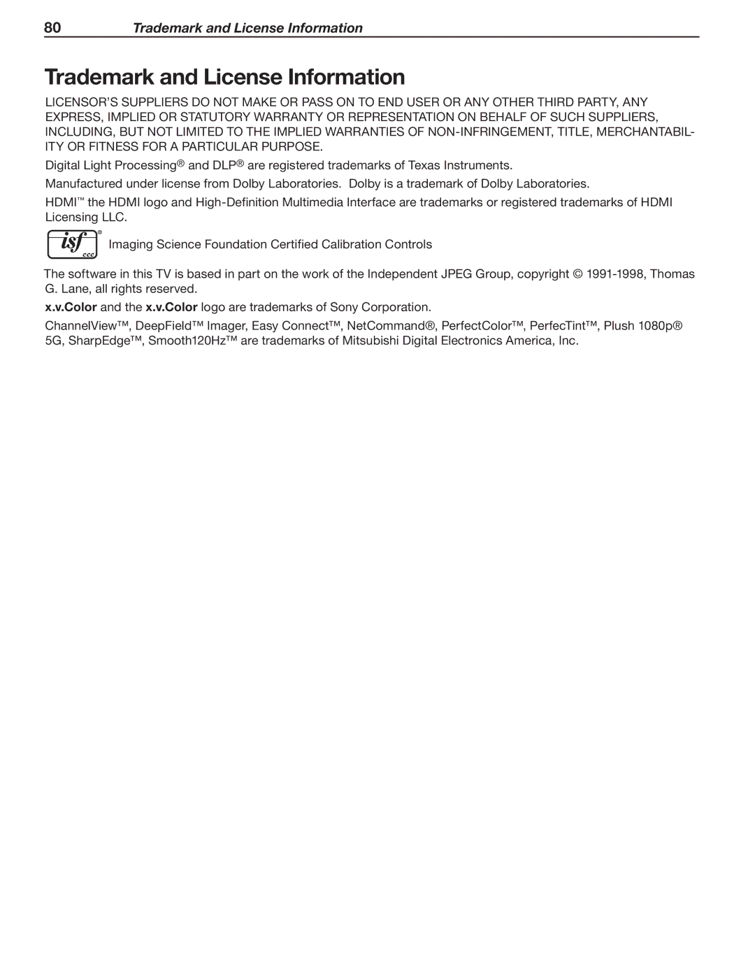 Mitsubishi Electronics 837 SERIES, 737 SERIES manual Trademark and License Information 