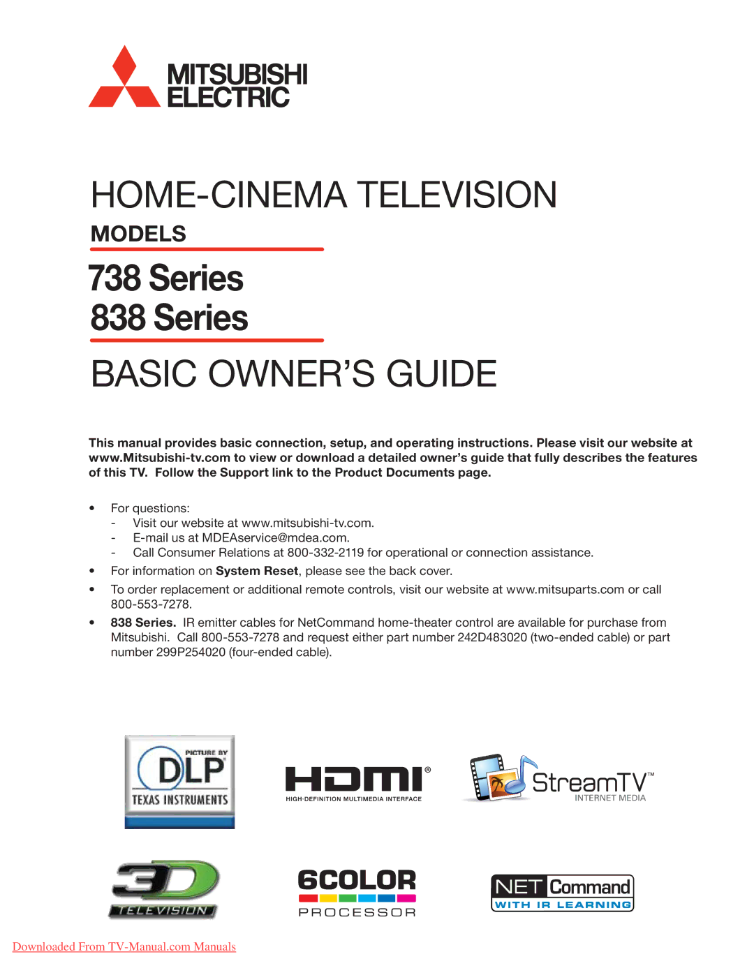 Mitsubishi Electronics 738 Series, 838 SERIES operating instructions 