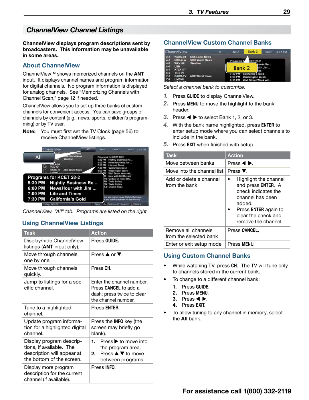 Mitsubishi Electronics 838 SERIES manual ChannelView Channel Listings, About ChannelView, Using ChannelView Listings 