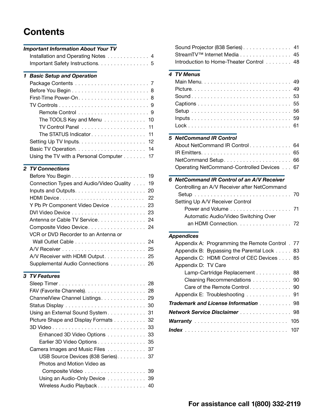 Mitsubishi Electronics 838 SERIES manual Contents 