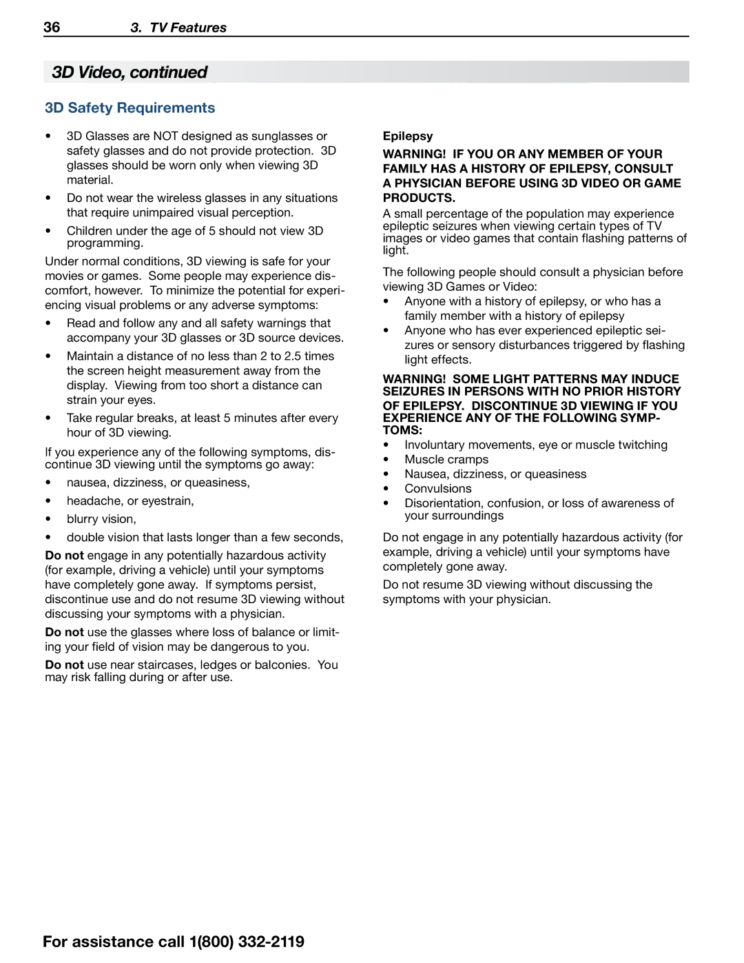 Mitsubishi Electronics 838 SERIES manual 3D Safety Requirements, Epilepsy 