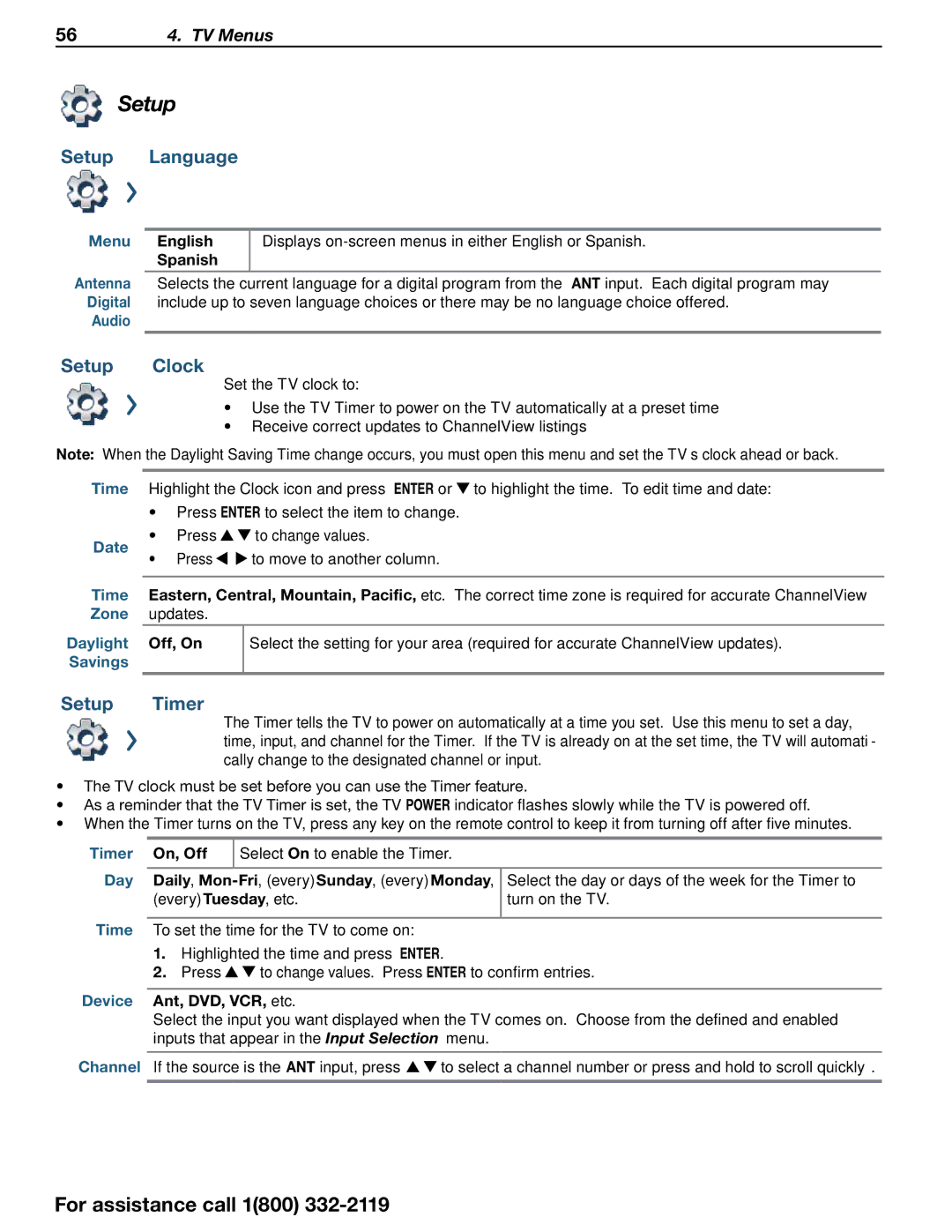 Mitsubishi Electronics 838 SERIES manual Setup Language, Setup Clock, Setup Timer 