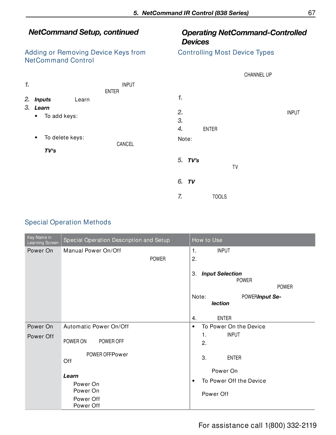 Mitsubishi Electronics 838 SERIES Adding or Removing Device Keys from NetCommand Control, Controlling Most Device Types 